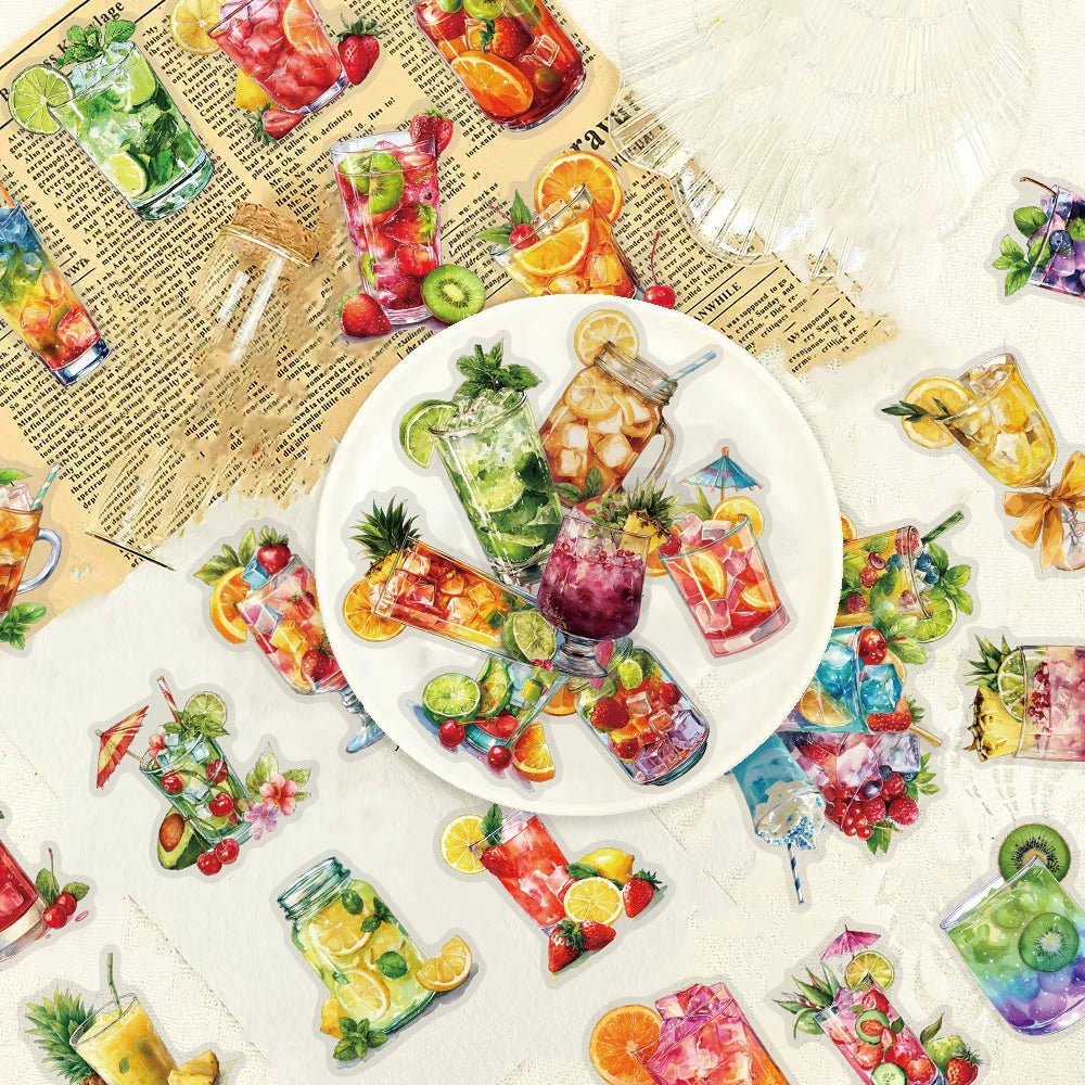 50PCS Summer Beverage PET Sticker Pack