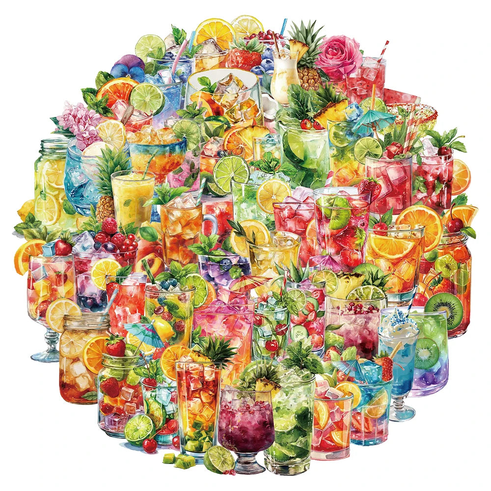 50PCS Summer Beverage PET Sticker Pack