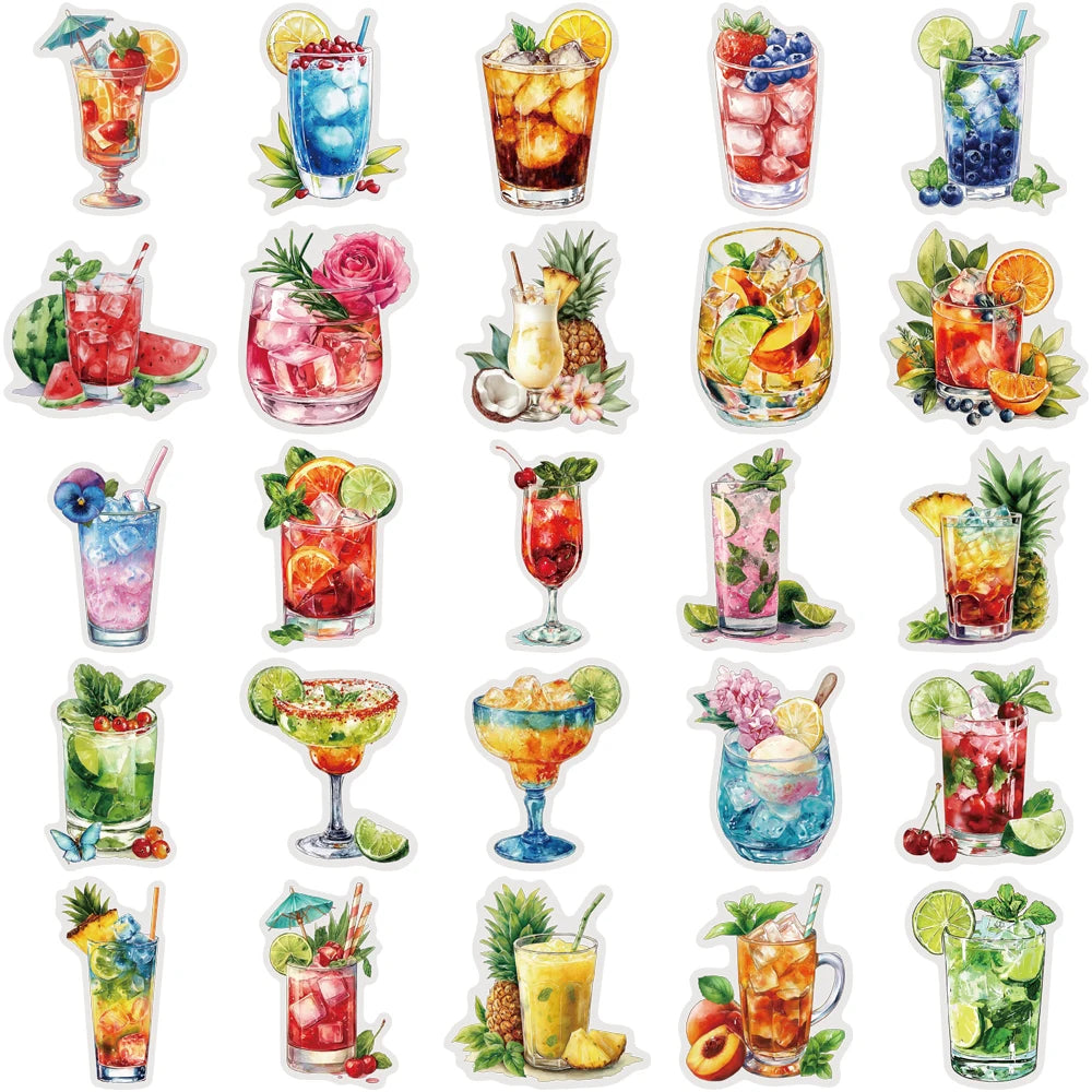 50PCS Summer Beverage PET Sticker Pack