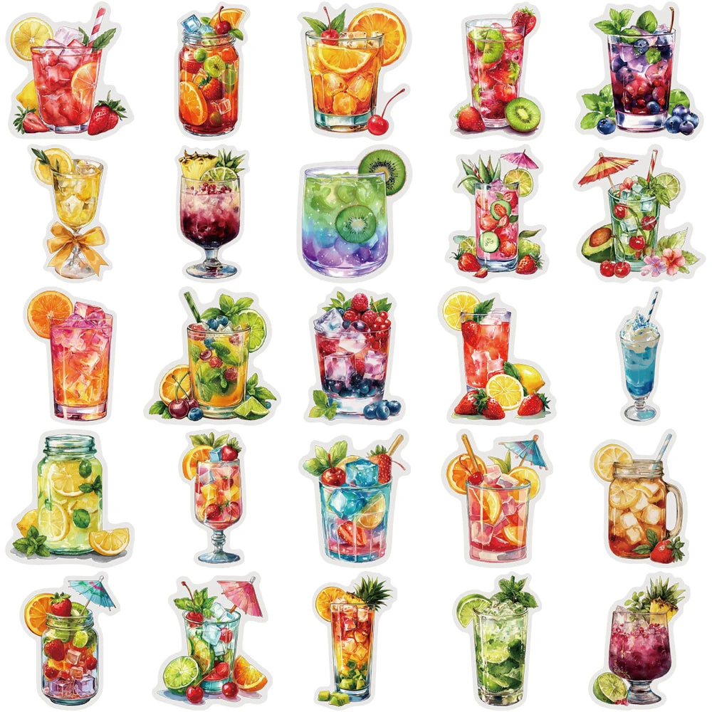 50PCS Summer Beverage PET Sticker Pack