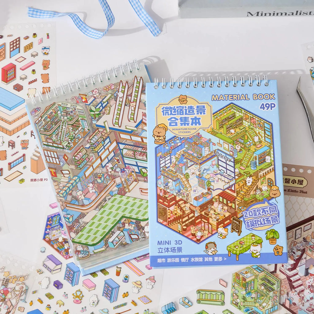 49pcs/bag Town 3D Mini Stickers