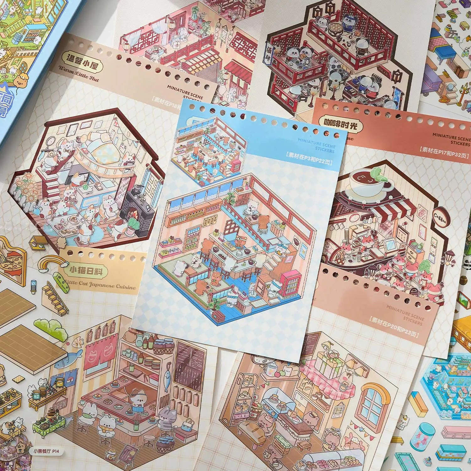 49pcs/bag Town 3D Mini Stickers