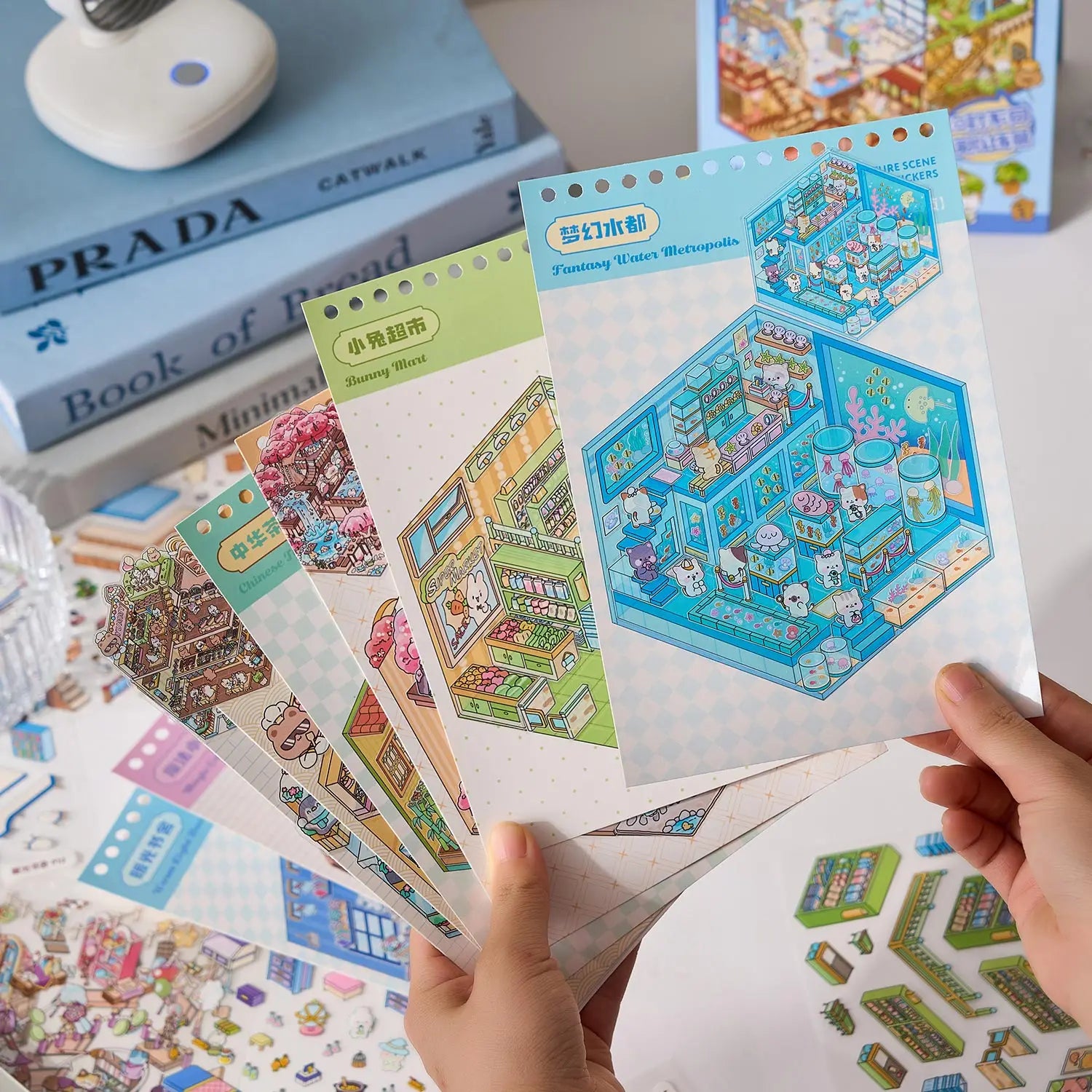 49pcs/bag Town 3D Mini Stickers
