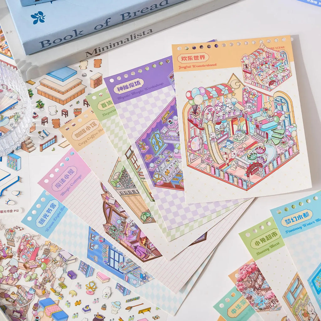 49pcs/bag Town 3D Mini Stickers