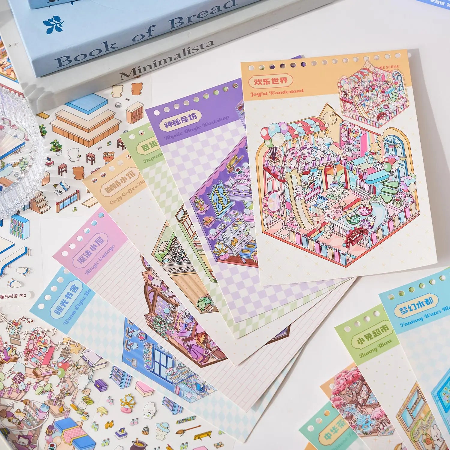 49pcs/bag Town 3D Mini Stickers